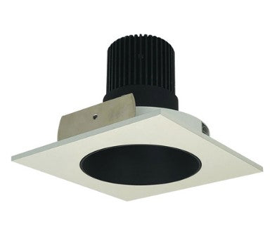 Nora Lighting NIO-4SNDC40QBW 4 Inch Iolite LED Square Reflector with Round Aperture, 10-Degree Optic, 850lm / 12W, 4000K, Black Reflector / White Flange