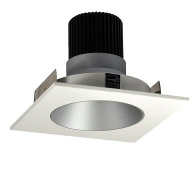 Nora Lighting NIO-4SNDC40QHW 4 Inch Iolite LED Square Reflector with Round Aperture, 10-Degree Optic, 850lm / 12W, 4000K, Haze Reflector / White Flange