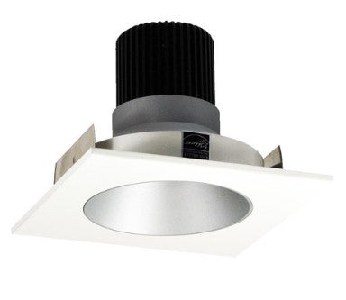Nora Lighting NIO-4SNDC40XHZMPW/10 4 Inch Iolite LED Square Reflector with Round Aperture, 1000lm / 14W, 4000K, Haze Reflector / Matte Powder White Flange