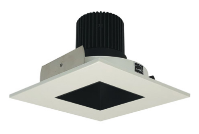 Nora Lighting NIO-4SNDSQ27QBW 4 Inch Iolite LED Square Reflector with Square Aperture, 10-Degree Optic, 850lm / 12W, Color Temperature 2700K, Black Reflector / White Flange Finish