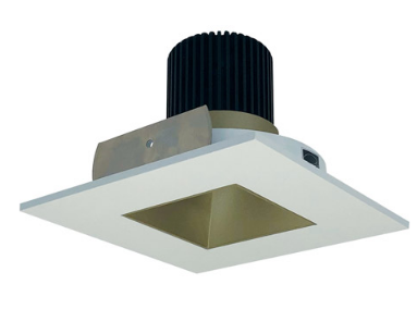 Nora Lighting NIO-4SNDSQ27XCHMPW/10 4 Inch Iolite LED Square Reflector with Square Aperture, 1000lm / 14W, Color Temperature 2700K, Champagne Haze Reflector / Matte Powder White Flange Finish