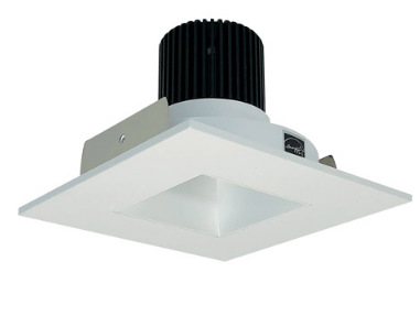 Nora Lighting NIO-4SNDSQ27QWW 4 Inch Iolite LED Square Reflector with Square Aperture, 10-Degree Optic, 850lm / 12W, Color Temperature 2700K, White Reflector / White Flange Finish