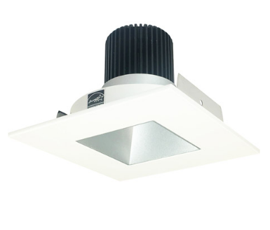 Nora Lighting NIO-4SNDSQ27XHZMPW/10 4 Inch Iolite LED Square Reflector with Square Aperture, 1000lm / 14W, Color Temperature 2700K, Haze Reflector / Matte Powder White Flange Finish