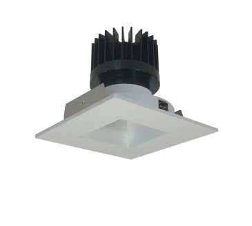Nora Lighting NIO-4SNDSQ35QWW 4 Inch Iolite LED Square Reflector with Square Aperture, 10-Degree Optic, 850lm / 12W, Color Temperature 3500K, White Reflector / White Flange Finish