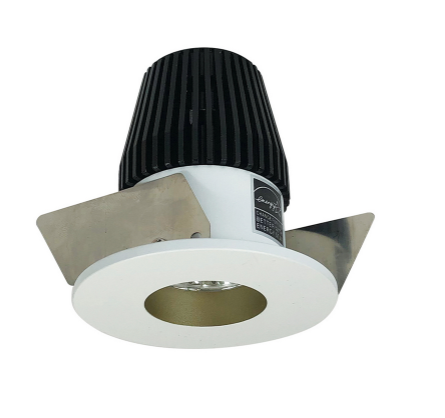 Nora Lighting NIOB-1RNGCDXCHMPW 1" Iolite LED BWF Round Reflector, 600lm, Comfort Dim, Champagne Haze Reflector / Matte Powder White Flange