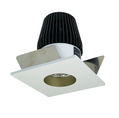 Nora Lighting NIOB-1SNG40XCHMPW 1" Iolite LED BWF Square Reflector with Round Aperture, 600lm, 4000K, Champagne Haze Reflector with Round Aperture / Matte Powder White Flange