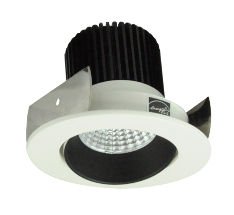Nora Lighting NIOB-2RC27QBW 2" Iolite LED Round Adjustable Cone Reflector, 10-Degree Optic, 850lm / 12W, 2700K, Black Reflector / White Flange