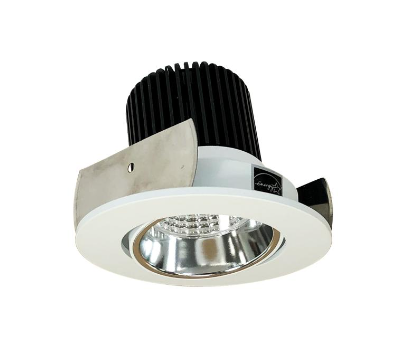 Nora Lighting NIOB-2RC27XCMPW/10 2" Iolite LED Round Adjustable Cone Reflector, 1000lm / 14W, 2700K, Specular Clear Reflector / Matte Powder White Flange
