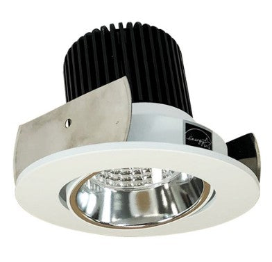 Nora Lighting NIOB-2RC35QCMPW 2 Inch Iolite LED Round Adjustable Cone Reflector, 10-Degree Optic, 850lm / 12W, 3500K, Specular Clear Reflector / Matte Powder White Flange