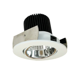 Nora Lighting NIOB-2RC40XCMPW/10 2" Iolite LED Round Adjustable Cone Reflector, 1000lm / 14W, 4000K, Specular Clear Reflector / Matte Powder White Flange