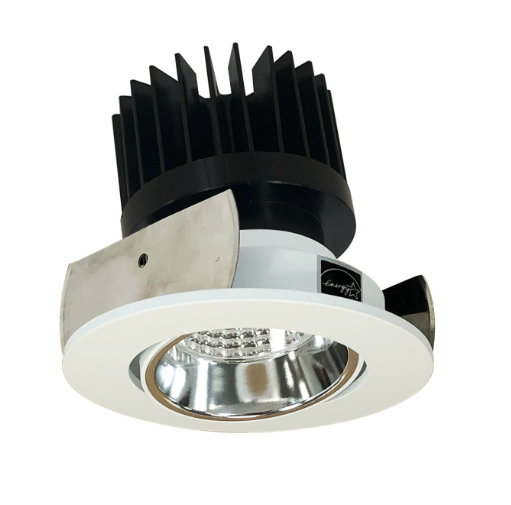 Nora Lighting NIOB-2RC40XCMPW/HL 2" Iolite LED Round Adjustable Cone Reflector, 1500lm/2000lm/2500lm (varies by housing), 4000K, Specular Clear Reflector / Matte Powder White Flange