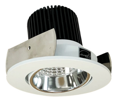 Nora Lighting NIOB-2RCCDXCMPW 2" Iolite LED Round Adjustable Cone Reflector, 800lm / 14W, Comfort Dim, Specular Clear Reflector / Matte Powder White Flange Finish