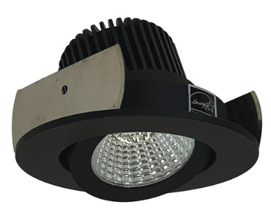 Nora Lighting NIOB-2RG27QBB 2" Iolite LED Round Adjustable Gimbal, 850lm / 12W, Color Temperature 2700K, Black Reflector / Black Flange Finish