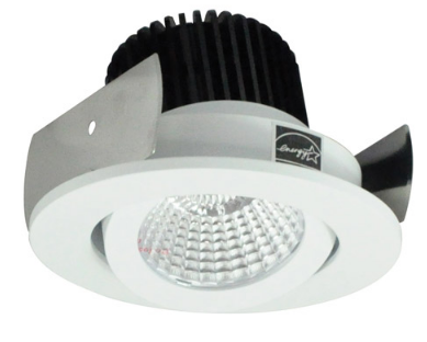 Nora Lighting NIOB-2RG27QMPW 2" Iolite LED Round Adjustable Gimbal, 850lm / 12W, Color Temperature 2700K, Matte Powder White Reflector / Flange Finish