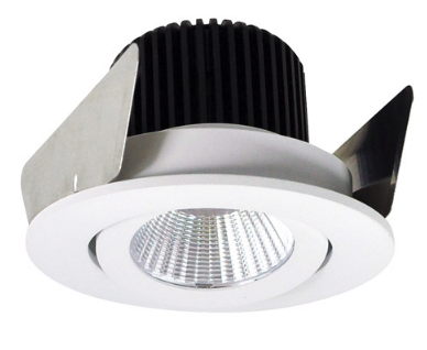 Nora Lighting NIOB-2RG27QWW 2" Iolite LED Round Adjustable Gimbal, 850lm / 12W, Color Temperature 2700K, White Reflector / White Flange Finish
