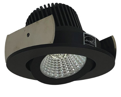 Nora Lighting NIOB-2RG30QBB 2" Iolite LED Round Adjustable Gimbal, 850lm / 12W, Color Temperature 3000K, Black Reflector / Black Flange Finish