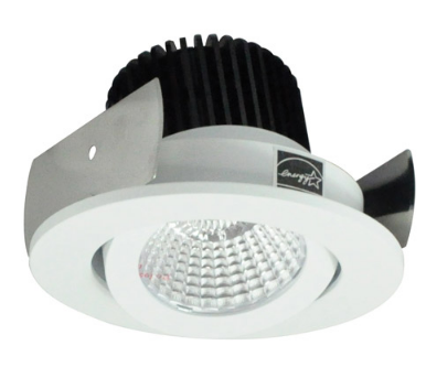Nora Lighting NIOB-2RG30QMPW 2" Iolite LED Round Adjustable Gimbal, 850lm / 12W, Color Temperature 3000K, Matte Powder White Reflector / Flange Finish