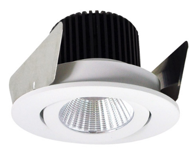 Nora Lighting NIOB-2RG30QWW 2" Iolite LED Round Adjustable Gimbal, 850lm / 12W, Color Temperature 3000K, White Reflector / White Flange Finish