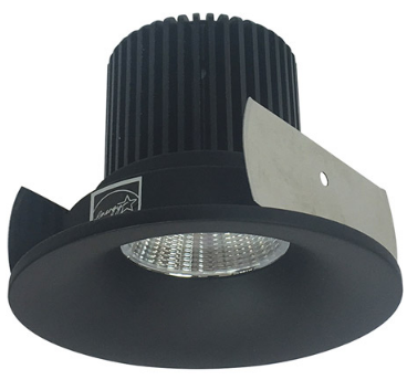Nora Lighting NIOB-2RNB35QBB 2" Iolite LED Round Bullnose, 10-Degree Optic, 850lm / 12W, 3500K Color Temperature, Black Reflector / Black Flange Finish