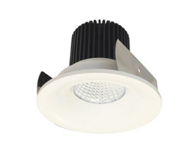 Nora Lighting NIOB-2RNB40QWW 2" Iolite LED Round Bullnose,10-Degree Optic, 850lm / 12W, 4000K Color Temperature, White Reflector / White Flange Finish