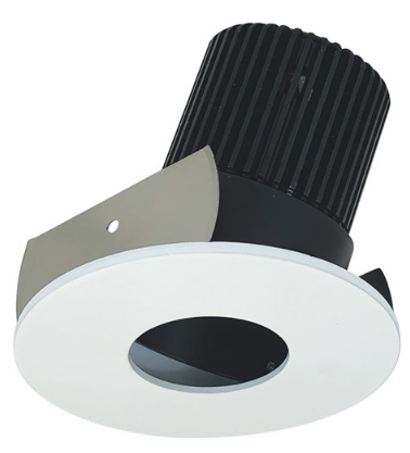 Nora Lighting NIOB-2RPHA40QBMPW 2" Iolite LED Round Adjustable Pinhole, 10-Degree Optic, 850lm / 12W, 4000K Color Temperature, Black Pinhole / Matte Powder White Flange Finish