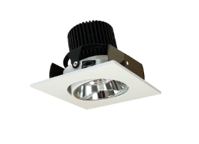 Nora Lighting NIOB-2SC27QCMPW 2" Iolite LED Square Adjustable Cone Reflector, 10-Degree Optic, 850lm / 12W, 2700K, Specular Clear Reflector / Matte Powder White Flange