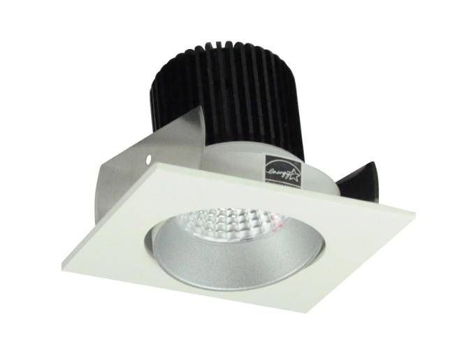 Nora Lighting NIOB-2SC27QHW 2" Iolite LED Square Adjustable Cone Reflector, 10-Degree Optic, 850lm / 12W, 2700K, Haze Reflector / White Flange