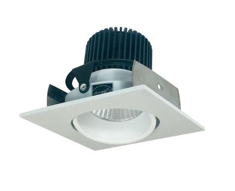 Nora Lighting NIOB-2SC27QMPW 2" Iolite LED Square Adjustable Cone Reflector, 10-Degree Optic, 850lm / 12W, 2700K, Matte Powder White Reflector / Matte Powder White Flange
