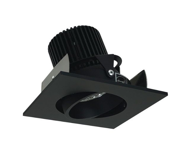 Nora Lighting NIOB-2SC30QBB 2" Iolite LED Square Adjustable Cone Reflector, 10-Degree Optic, 850lm / 12W, 3000K, Black Reflector / Black Flange