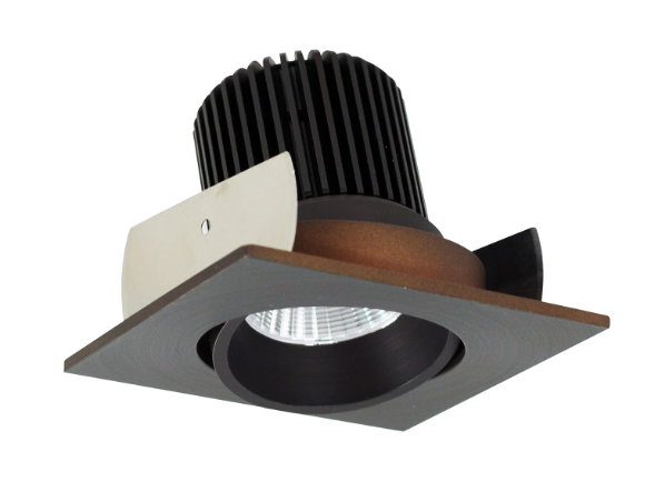 Nora Lighting NIOB-2SC30QBZ 2" Iolite LED Square Adjustable Cone Reflector, 10-Degree Optic, 850lm / 12W, 3000K, Bronze Reflector / Bronze Flange