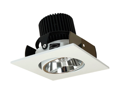 Nora Lighting NIOB-2SC30QCMPW 2" Iolite LED Square Adjustable Cone Reflector, 10-Degree Optic, 850lm / 12W, 3000K, Specular Clear Reflector / Matte Powder White Flange