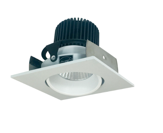 Nora Lighting NIOB-2SC30QMPW 2" Iolite LED Square Adjustable Cone Reflector, 10-Degree Optic, 850lm / 12W, 3000K, Matte Powder White Reflector / Matte Powder White Flange
