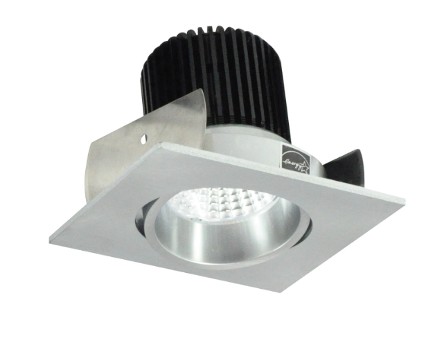 Nora Lighting NIOB-2SC30QNN 2" Iolite LED Square Adjustable Cone Reflector, 10-Degree Optic, 850lm / 12W, 3000K, Natural Metal Reflector / Natural Metal Flange