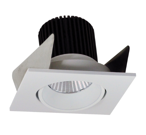 Nora Lighting NIOB-2SC30QWW 2" Iolite LED Square Adjustable Cone Reflector, 10-Degree Optic, 850lm / 12W, 3000K, White Reflector / White Flange