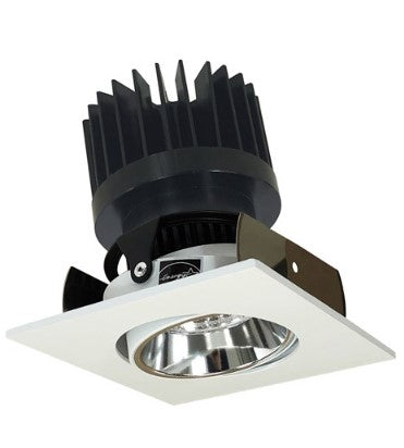 Nora Lighting NIOB-2SC30XCMPW/HL 2 Inch Iolite LED Square Adjustable Cone Reflector, 1500lm/2000lm/2500lm (varies by housing), 3000K, Specular Clear Reflector / Matte Powder White Flange