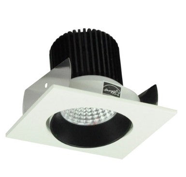 Nora Lighting NIOB-2SC35QBW 2 Inch Iolite LED Square Adjustable Cone Reflector, 10-Degree Optic, 850lm / 12W, 3500K, Black Reflector / White Flange