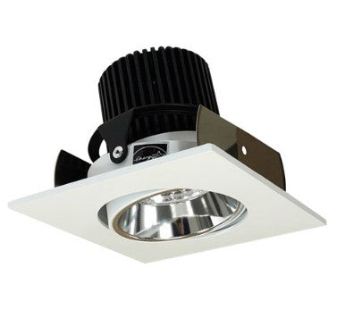Nora Lighting NIOB-2SC35QCMPW 2 Inch Iolite LED Square Adjustable Cone Reflector, 10-Degree Optic, 850lm / 12W, 3500K, Specular Clear Reflector / Matte Powder White Flange