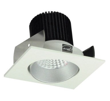 Nora Lighting NIOB-2SC40QHW 2 Inch Iolite LED Square Adjustable Cone Reflector, 10-Degree Optic, 850lm / 12W, 4000K, Haze Reflector / White Flange
