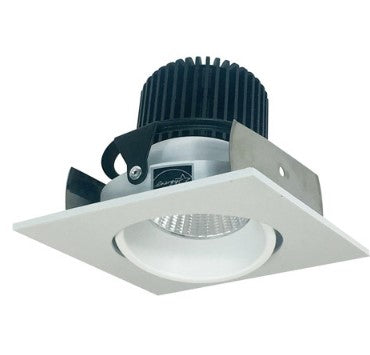Nora Lighting NIOB-2SC40QMPW 2 Inch Iolite LED Square Adjustable Cone Reflector, 10-Degree Optic, 850lm / 12W, 4000K, Matte Powder White Reflector / Matte Powder White Flange