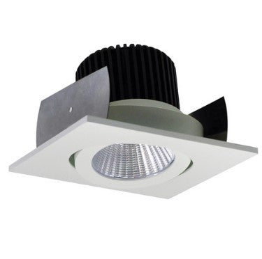 Nora Lighting NIOB-2SG27QWW 2 Inch Iolite LED Square Adjustable Gimbal, 10-Degree Optic, 850lm / 12W, 2700K, White Finish