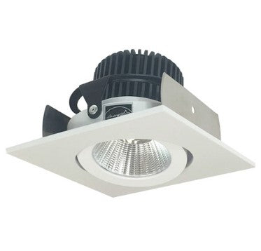 Nora Lighting NIOB-2SG30QMPW 2 Inch Iolite LED Square Adjustable Gimbal, 10-Degree Optic, 850lm / 12W, 3000K, Matte Powder White Finish