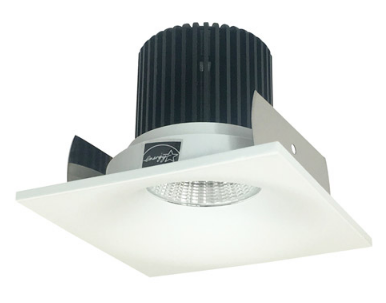 Nora Lighting NIOB-2SNB30QMPW 2" Iolite LED Square Bullnose, 10-Degree Optic, 850lm / 12W, 3000K Color Temperature, Matte Powder White Finish