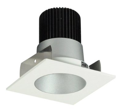 Nora Lighting NIOB-2SNDC27QHW 2" Iolite LED Square Reflector with Round Aperture, 10-Degree Optic, 850lm / 12W, 2700K Color Temperature, Haze Reflector / White Flange Finish