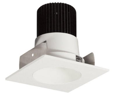 Nora Lighting NIOB-2SNDC27QWW 2" Iolite LED Square Reflector with Round Aperture, 10-Degree Optic, 850lm / 12W, 2700K Color Temperature, White Reflector / White Flange Finish