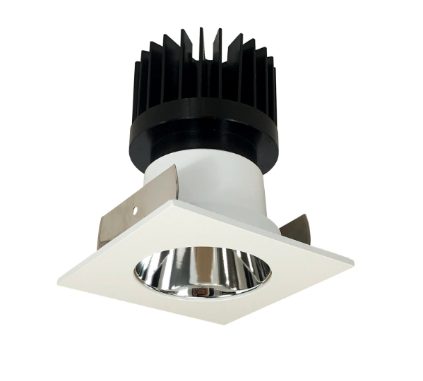 Nora Lighting NIOB-2SNDC27XCMPW/HL 2" Iolite LED Square Reflector with Round Aperture, 1500lm/2000lm/2500lm (varies by housing), 2700K, Specular Clear Reflector / Matte Powder White Flange