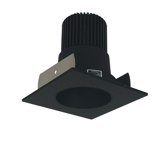 Nora Lighting NIOB-2SNDC30QBB 2" Iolite LED Square Reflector with Round Aperture, 10-Degree Optic, 850lm / 12W, 3000K, Black Reflector / Black Flange