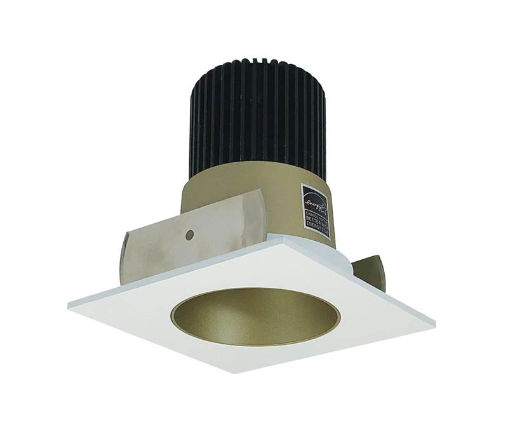 Nora Lighting NIOB-2SNDC30QCHMPW 2" Iolite LED Square Reflector with Round Aperture, 10-Degree Optic, 850lm / 12W, 3000K, Champagne Haze Reflector / Matte Powder White Flange