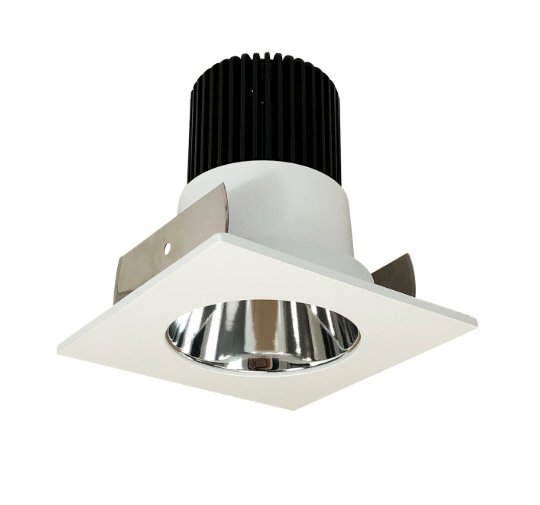 Nora Lighting NIOB-2SNDC30QCMPW 2" Iolite LED Square Reflector with Round Aperture, 10-Degree Optic, 850lm / 12W, 3000K, Specular Clear Reflector / Matte Powder White Flange