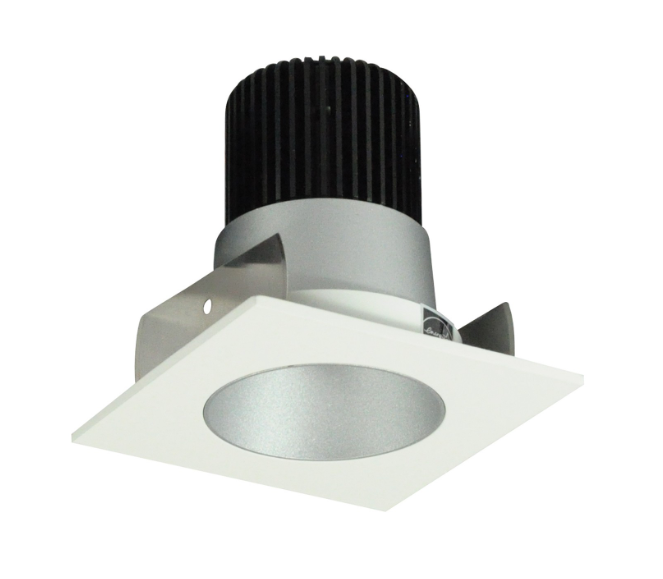 Nora Lighting NIOB-2SNDC30QHW 2" Iolite LED Square Reflector with Round Aperture, 10-Degree Optic, 850lm / 12W, 3000K, Haze Reflector / White Flange