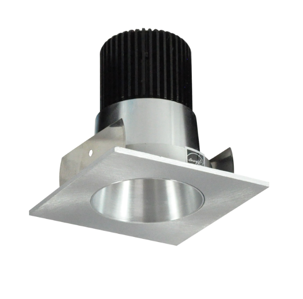 Nora Lighting NIOB-2SNDC30QNN 2" Iolite LED Square Reflector with Round Aperture, 10-Degree Optic, 850lm / 12W, 3000K, Natural Metal Reflector / Natural Metal Flange